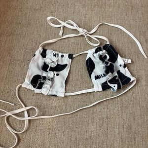 Cow print milk bikini top